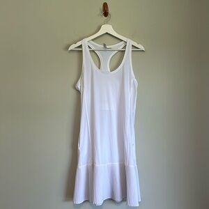 White athletic pleated racerback tank dress
